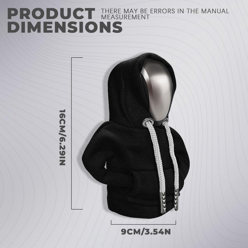 RGOAANC Gear Shift Hoodie, Gear Shift Cover, Fashionable Hoodie Automotive Gear Shift Knob Protector, Car Accessories Mini Sweater Gear Shift Knob Cover for Car Gear Shift Levers (Black) - Image 2